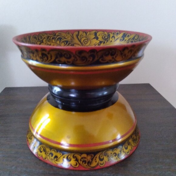 Vintage wooden elegant gold bowl, Made in Ukraine - Picture 2 of 3